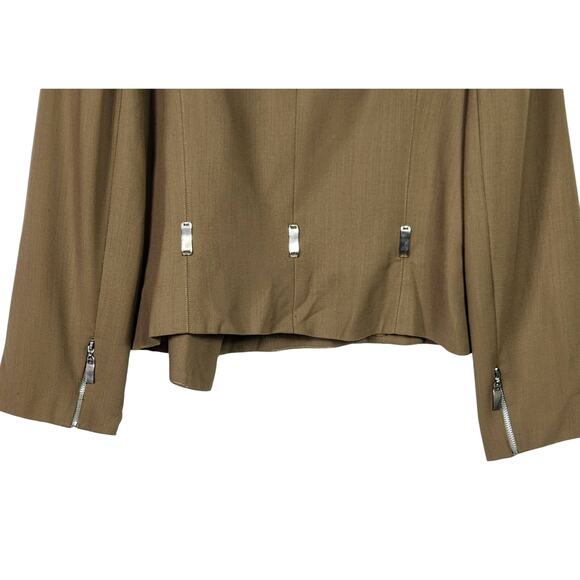Alberto Makali Wool Jacket 10 Wool Cropped Moss Green Asymmetrical Reg. S325 - Picture 5 of 7